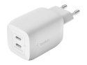 Podwójna ładowarka ścienna Belkin USB-C GaN PD PPS, 65 W | WCH013vfWH