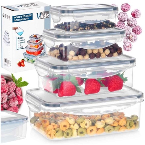 ZESTAW 4 POJEMNIKÓW NA ŻYWNOŚĆ Z POKRYWAMI I USZCZELKAMI 229244