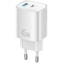 Ładowarka sieciowa USAMS CC290 T66 45W GaN 1xUSB-A 1xUSB-C srebrny