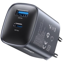 Ładowarka sieciowa USAMS CC290 T66 45W GaN 1xUSB-A 1xUSB-C srebrny