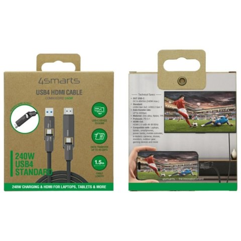 Kabel 4smarts ComboCord USB4 HDMI 240W 1.5m czarny