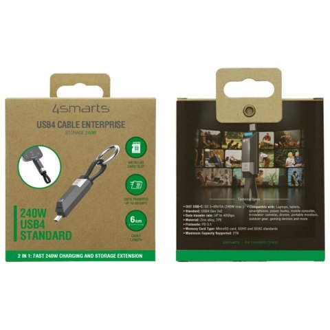 Kabel 4smarts Enterprise Storage USB4 240W 6cm grafitowy