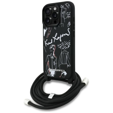Etui Karl Lagerfeld Crossbody Grained Pattern & Logo do iPhone 16 Pro czarny