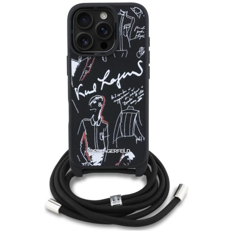Etui Karl Lagerfeld Crossbody Grained Pattern & Logo do iPhone 16 Pro czarny