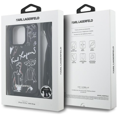 Etui Karl Lagerfeld Crossbody Grained Pattern & Logo do iPhone 16 Pro czarny