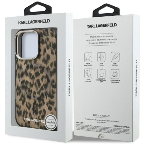 Etui Karl Lagerfeld IML Leopard Pattern MagSafe do iPhone 16 Pro brązowy