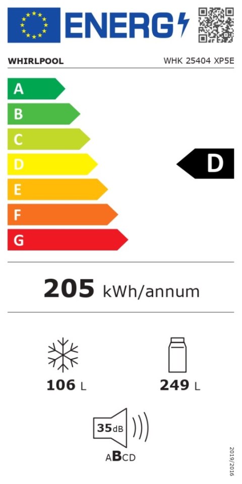 Lodówka Whirlpool WHK 25404 XP5E