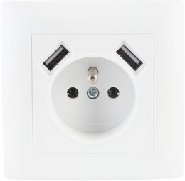 Gniazdo pojedyncze z uziemieniem z USB VCX LC 13A Biały