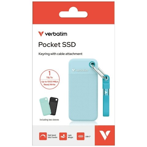 Dysk Zewnętrzny Verbatim Pocket SSD 1TB USB-C 3.2 gen.2 czarny-polarny niebieski 32324