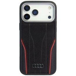 Etui Audi R8 Genuine Leather MagSafe do iPhone 17 Pro czarno-czerwony
