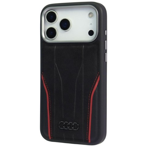 Etui Audi R8 Genuine Leather MagSafe do iPhone 17 Pro czarno-czerwony
