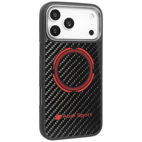 Etui Audi RSQ Carbon Fiber Sport Red Circle MagSafe do iPhone 17 Pro Max czarny