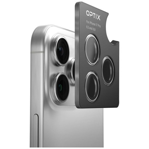 Szkło na obiektyw aparatu UNIQ Optix Aluminium Camera Lens Protector do iPhone 17 z aplikatorem czarny