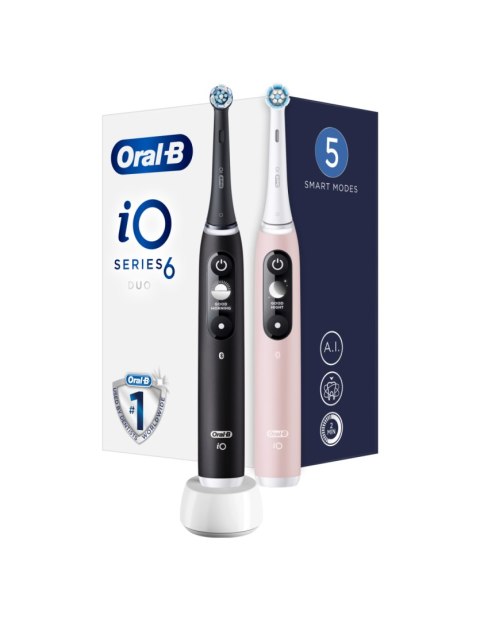 Elektryczna szczoteczka do zębów Oral-B iO6 DuoPack, czarny + różowy