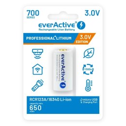 Akumulator 16340 everActive 3V Li-ion 700mAh micro USB z zabezpieczeniem blister