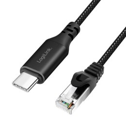Kabel adapter LogiLink CU0416 Ethernet USB 3.2, C/M do RJ45/M, aktywny, 10 m