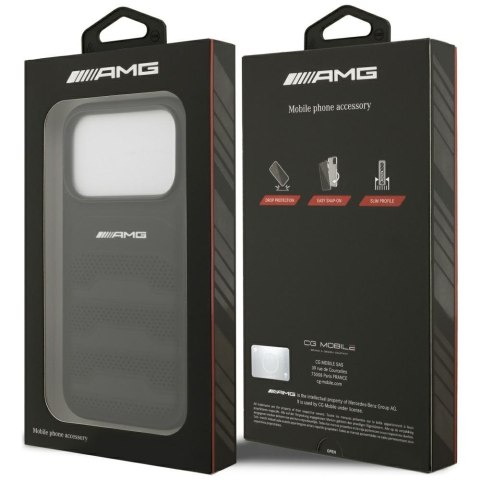 Etui AMG Leather Debossed Lines Logo do iPhone 17 Pro czarny