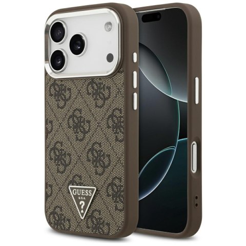 Etui Guess 4G Triangle Logo MagSafe do iPhone 17 Pro brązowy srebrny
