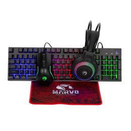 Marvo LOOT 40, zestaw klawiatura mysz dla gracza, podkładka, klawiatura, CZ/SK, do gry, membranowa rodzaj przewodowa (USB), czar