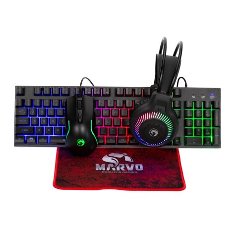 Marvo LOOT 40, zestaw klawiatura mysz dla gracza, podkładka, klawiatura, CZ/SK, do gry, membranowa rodzaj przewodowa (USB), czar
