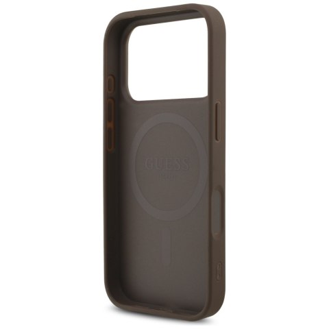 Etui Guess 4G Strap Triangle Logo MagSafe do iPhone 17 Pro brązowy