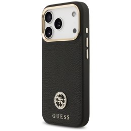 Etui Guess Grained Strass Logo MagSafe do iPhone 17 Pro czarny