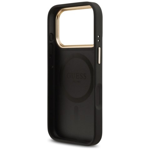 Etui Guess Grained Strass Logo MagSafe do iPhone 17 Pro czarny