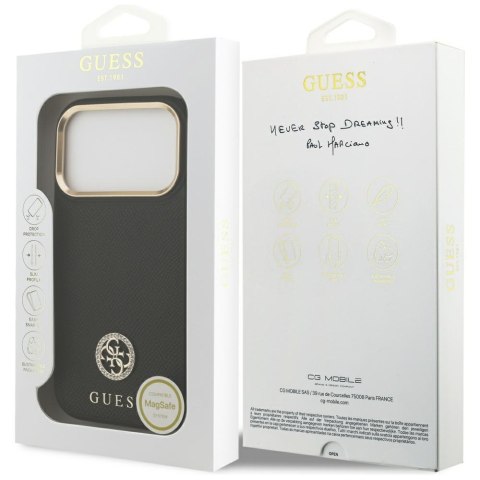 Etui Guess Grained Strass Logo MagSafe do iPhone 17 Pro czarny