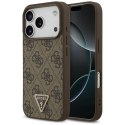 Etui Guess Leather 4G Triangle Strass MagSafe do iPhone 17 Pro brązowy