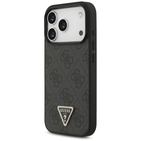 Etui Guess Leather 4G Triangle Strass MagSafe do iPhone 17 Pro czarny