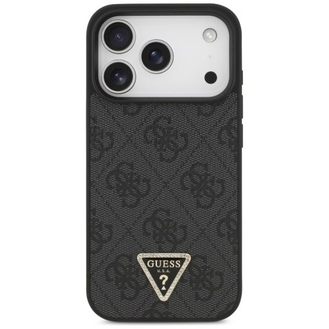 Etui Guess Leather 4G Triangle Strass MagSafe do iPhone 17 Pro czarny