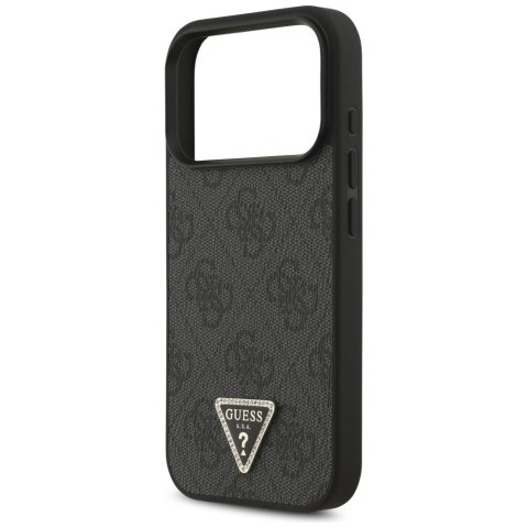 Etui Guess Leather 4G Triangle Strass MagSafe do iPhone 17 Pro czarny