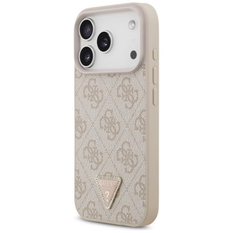 Etui Guess Leather 4G Triangle Strass MagSafe do iPhone 17 Pro różowy
