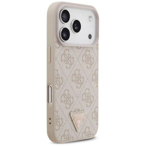 Etui Guess Leather 4G Triangle Strass MagSafe do iPhone 17 Pro różowy
