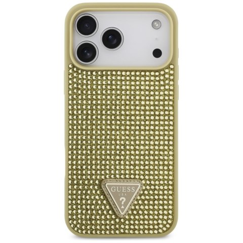 Etui Guess Rhinestone Triangle Logo do iPhone 17 Pro Max złoty