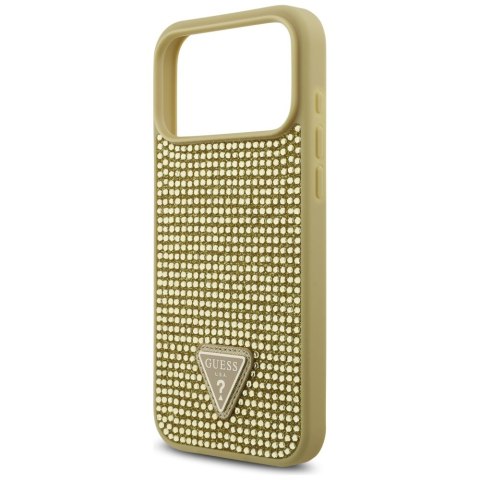 Etui Guess Rhinestone Triangle Logo do iPhone 17 Pro Max złoty