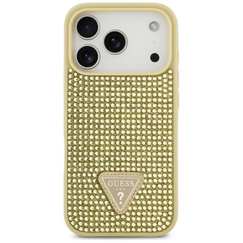 Etui Guess Rhinestone Triangle Logo do iPhone 17 Pro złoty