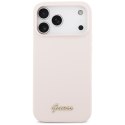 Etui Guess Silicone Script Metal Logo MagSafe do iPhone 17 Pro Max różowy
