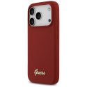 Etui Guess Silicone Script Metal Logo MagSafe do iPhone 17 Pro magenta