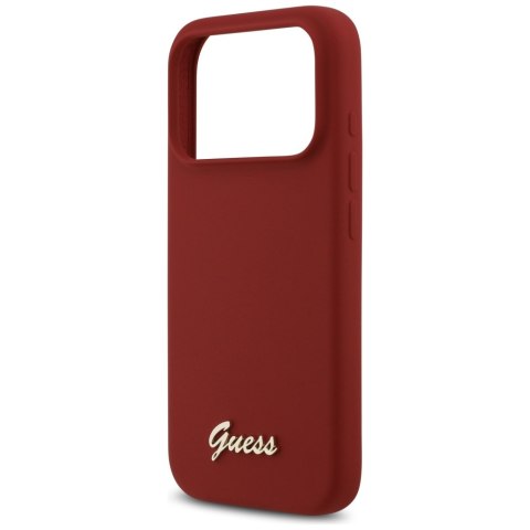 Etui Guess Silicone Script Metal Logo MagSafe do iPhone 17 Pro magenta