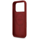 Etui Guess Silicone Script Metal Logo MagSafe do iPhone 17 Pro magenta
