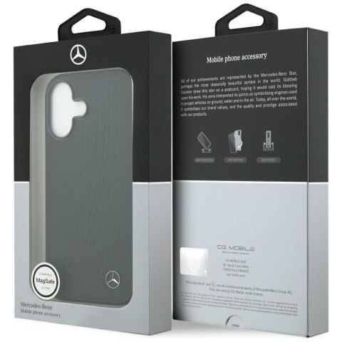 Etui Mercedes Leather Large Laurel Leave MagSafe do iPhone 17 czarny