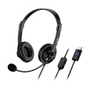 Genius HS-230U, słuchawki z mikrofonem, przewodowa, czarna, USB