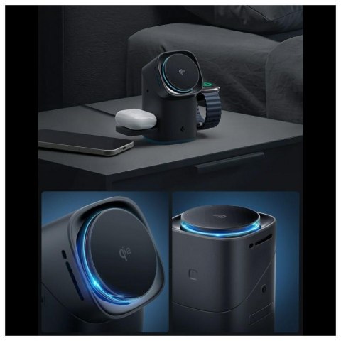 Ładowarka indukcyjna Spigen Essential EF223MS 3w1 Qi2 obrotowa MagSafe czarny