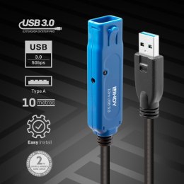 Lindy 43157 kabel USB USB 3.2 Gen 1 (3.1 Gen 1) 10 m USB A Czarny