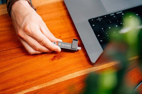 Verbatim USB flash disk, USB C a USB 3.2 Gen 1, 256GB, Dual QuickStick, szary, 32041, USB C, z oczkiem na brelok