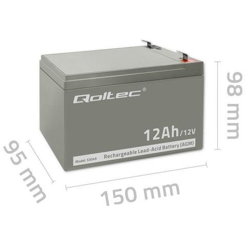 Akumulator żelowy AGM 12V 12Ah Qoltec