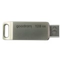 Goodram USB flash disk, USB 3.0 (3.2 Gen 1), 128GB, ODA3, srebrny, ODA3-1280S0R11, USB A / USB C, z obrotową osłoną