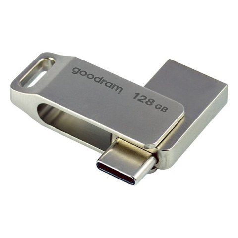 Goodram USB flash disk, USB 3.0 (3.2 Gen 1), 128GB, ODA3, srebrny, ODA3-1280S0R11, USB A / USB C, z obrotową osłoną
