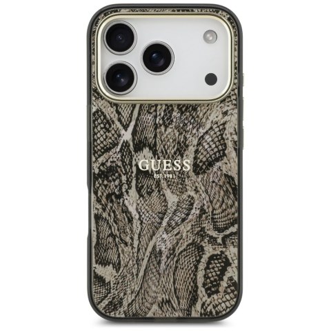 Etui Guess Python Pattern MagSafe do iPhone 17 Pro brązowy
